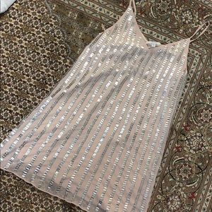 Baby pink and sequin Marciano mini dress. NEW!